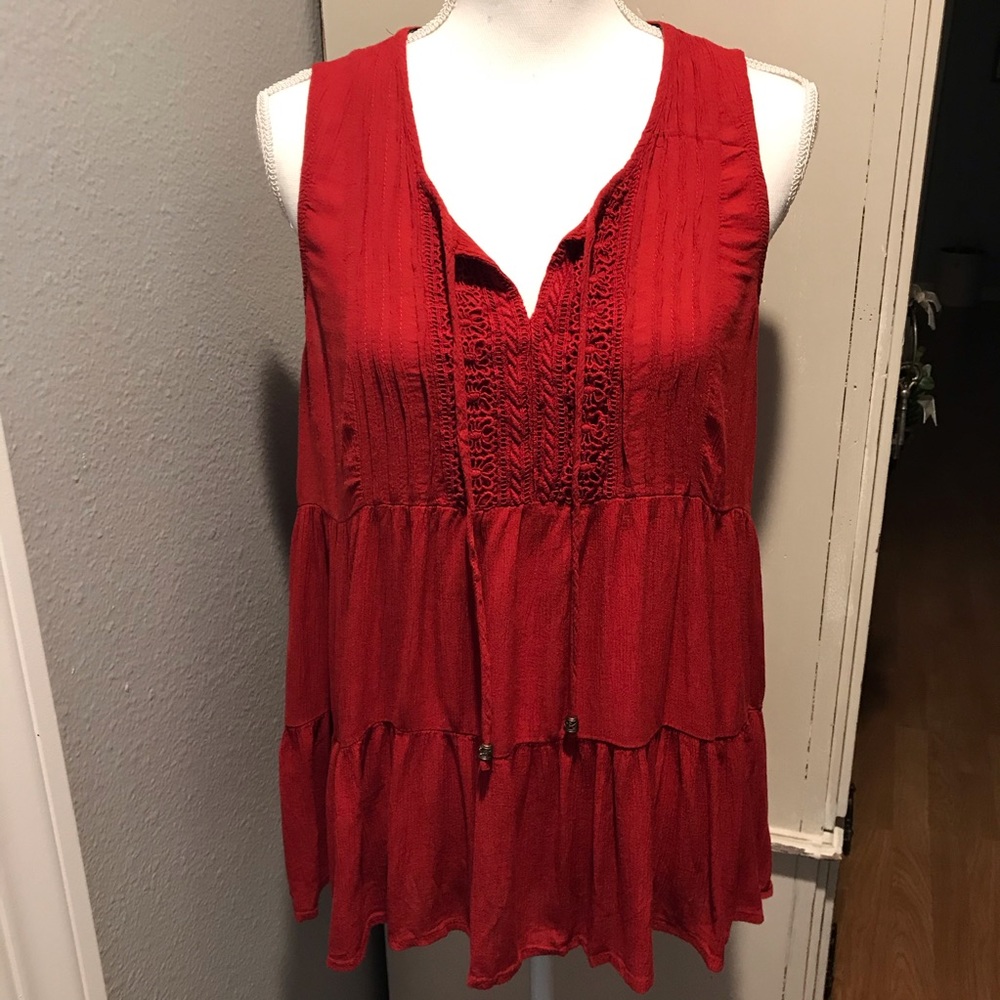 Knox Rose burgundy peasant top Sz large